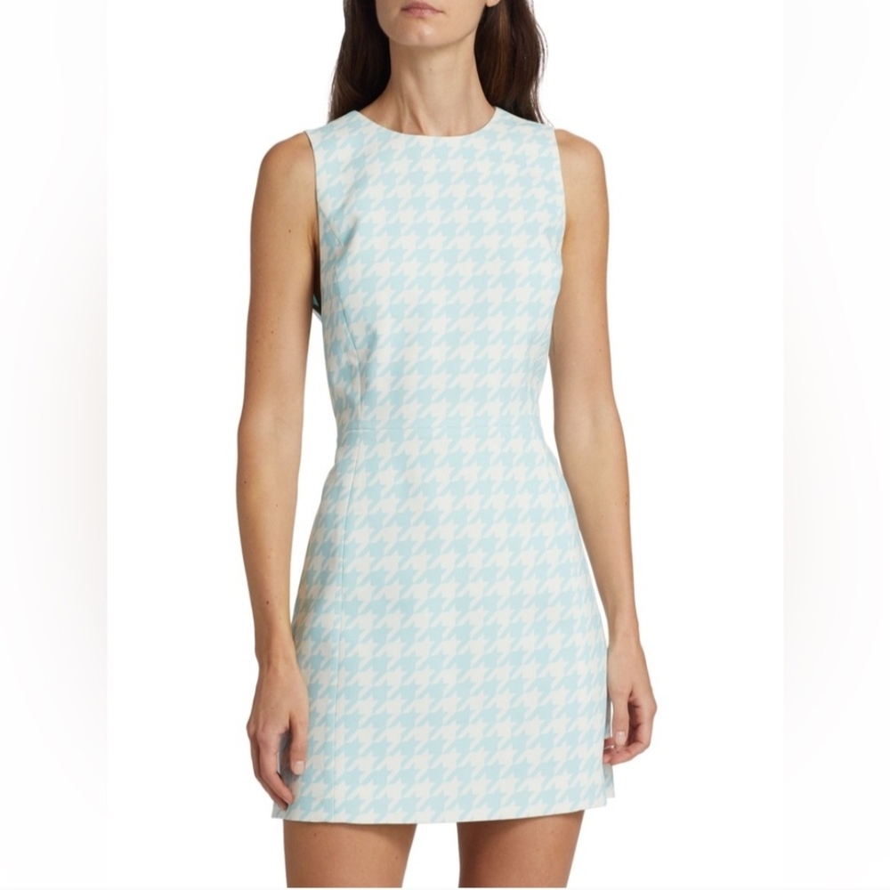 Alice & Olivia Elegant Blue Houndstooth Dress